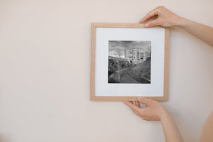 Stone fortress and bare tree in spring