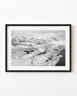 Aerial view of snowy Norway landscape