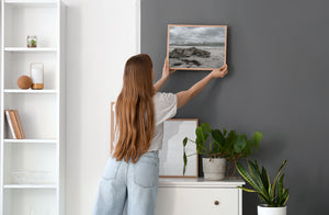 Norwegian coastal landscape with low surf and rugged mountains