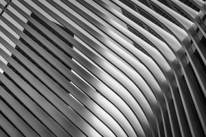 Black and white photo of Freedom Tower and Oculus