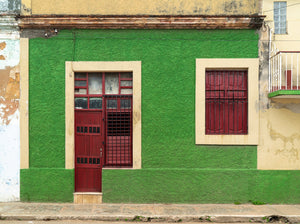 Santa Marta Green Facade And Red Door Cuba Colour Photography