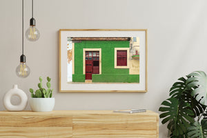Santa Marta Green Facade And Red Door Cuba Colour Photography