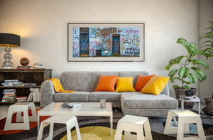 Contrast of old and new on a graffiti-laden London wall