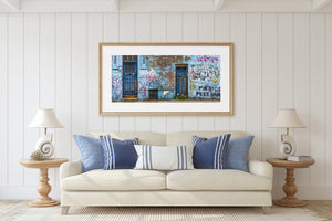 Colorful urban graffiti on weathered wall in London