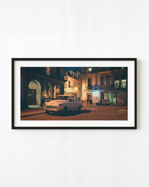 Old Havana classic taxi night scene