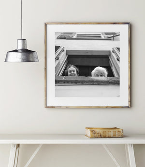 Black and white image of Tuscany festival goers