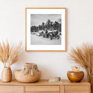 Abandoned Steam Tractor in Snow Artwork