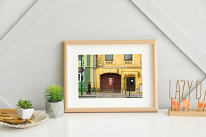 Decayed buildings with green facade in Brasov