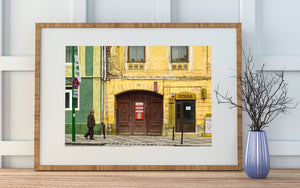 Traditional fedora hat on man in Romanian town