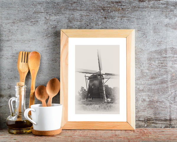 Windmill photo in rustic sepia tones