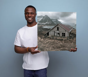 Fjordside Architecture Print in Muted Winter Tones