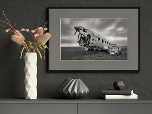 Old plane in Iceland desert landscape