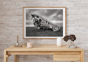 Vintage airplane wreck wall art print