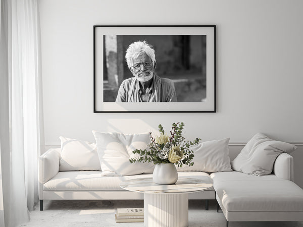 Indian elderly man with glasses wall art