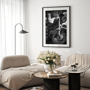 Spanish motorcycle front view with blurred background