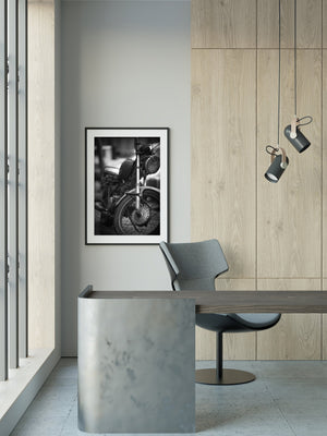 Barcelona pavement with abandoned bike photo