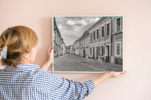 Rustic European alleyway wall art 