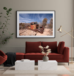 Weathered truck in dry landscape
