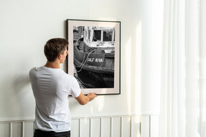 Rustic tugboat black and white nautical wall art