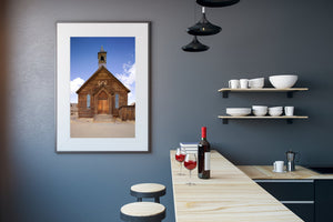 Preserved old wooden church in the ghost town of Bodie, CA