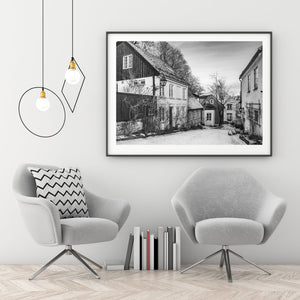 Rustige wijk in Oslo Fine Art muur afdrukken