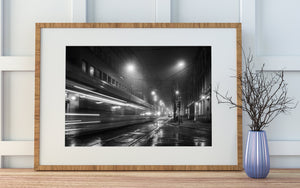 Foggy night street in Oslo, Norway