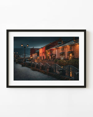 Otaru canal historic warehouses at dusk in Hokkaido Japan