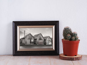 Historical fishing industry buildings in rural PEI
