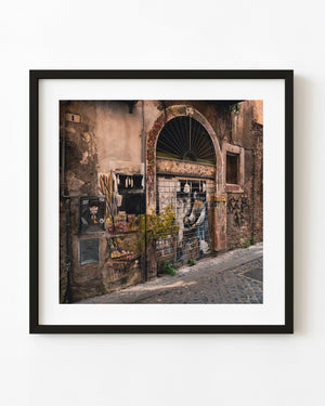 Painted garage door mural in Tivoli Italy