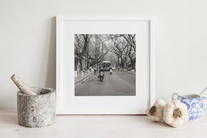 People traveling down a residential street in Beijing China | Photo Art Print fine art photographic print