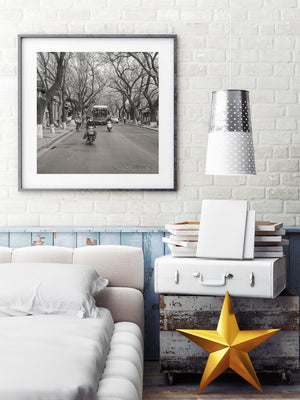 People traveling down a residential street in Beijing China | Photo Art Print fine art photographic print