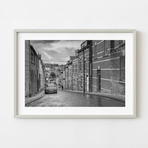 Derry Sloping Street And Brick Facades Black And White Photography