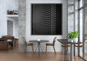 superficie geometrica della facciata in bianco e nero Stampa Fine Art