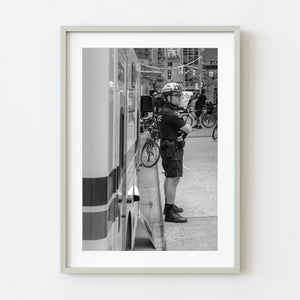 Police officer standing on street