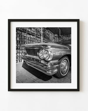 Vintage Pontiac front end monochrome detail