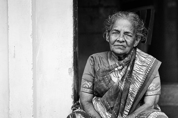 Traditional Indian saree elderly woman portrait