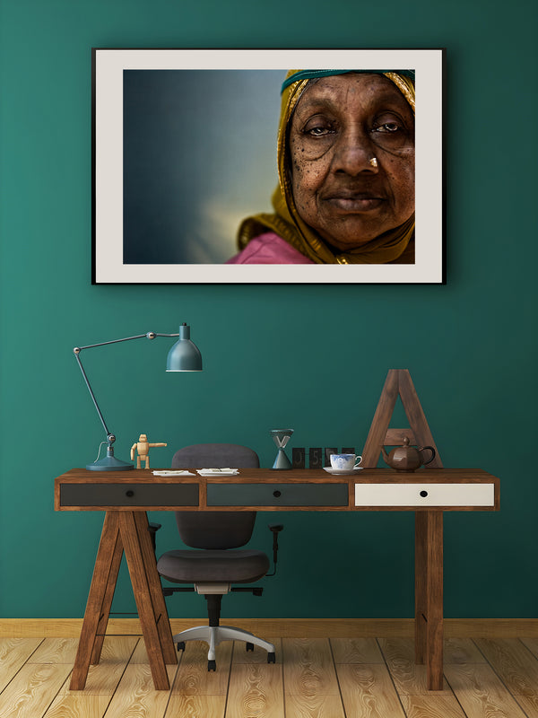 Powerful portrait of an old lady in India | Photo Art Print fine art photographic print