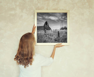 Saskatchewan rural barn black and white artwork