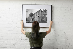 Imagen monocroma del edificio gubernamental de arenisca de Charlottetown