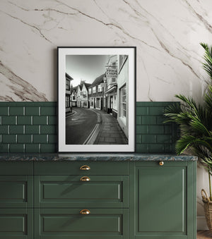 Cobbled street view in historic Rye England townscape