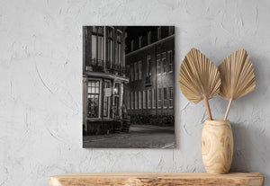 Monochrome city street near Haarlem church