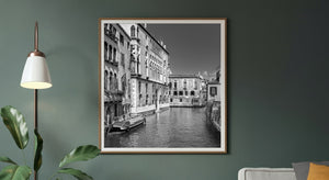 Old European buildings along quiet Venice canal