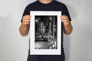 Vintage night shot with quiet pedestrians