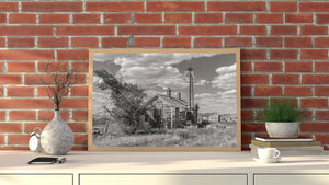 Fluffy clouds over ghost town in Nevada