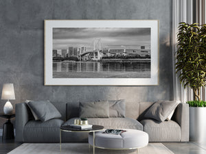 Urban Tokyo bridge scene with layered highway structure and skyline