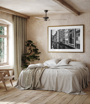 Quiet morning in Amsterdam with classic architecture