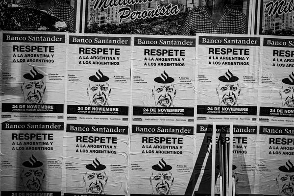 Black and white protest posters Argentina