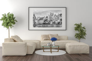 Historic cityscape with reflection