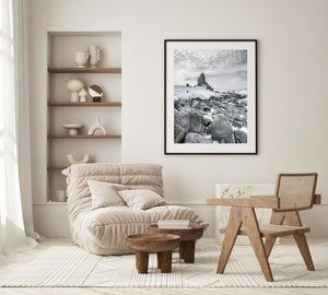 Snow covered rocks Antarctica wall print