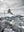 Penguins on icy Antarctic shoreline artwork
